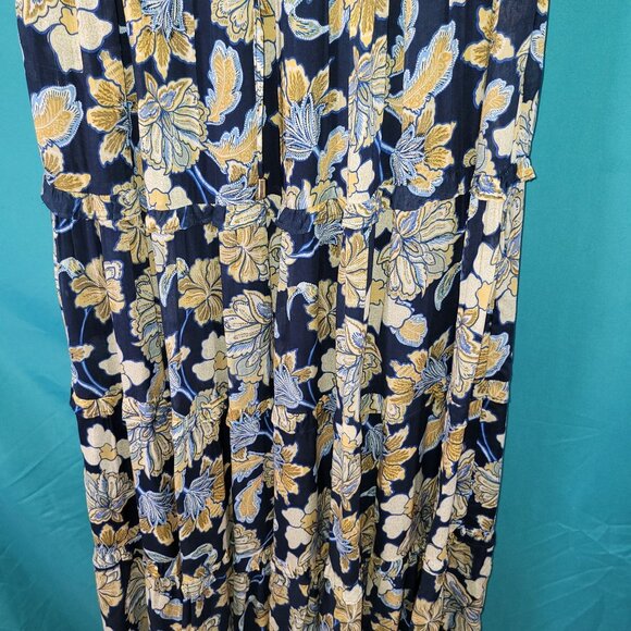 Floral Maxi Skirt By Minkpink X-Small Blue & Yellow Tiered Design Australian Bra - Picture 3 of 10